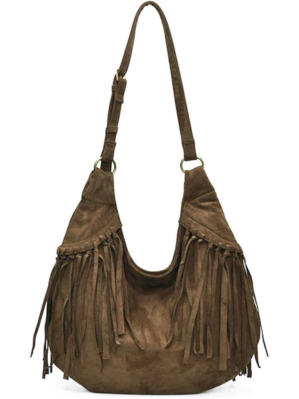 Suede Shoulder Bag for Women Brown Suede Hobo Purse Vintage Y2K Crossbody Purses